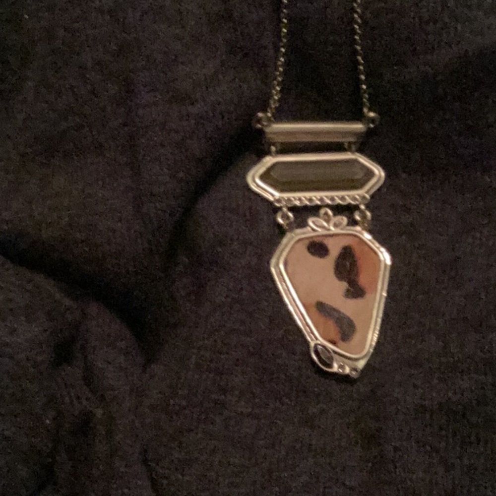 Elegant Silver and Brown Pendant Necklace